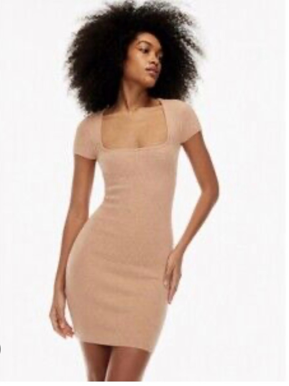 Babaton Camel Knit Square-Neck bodycon NWT